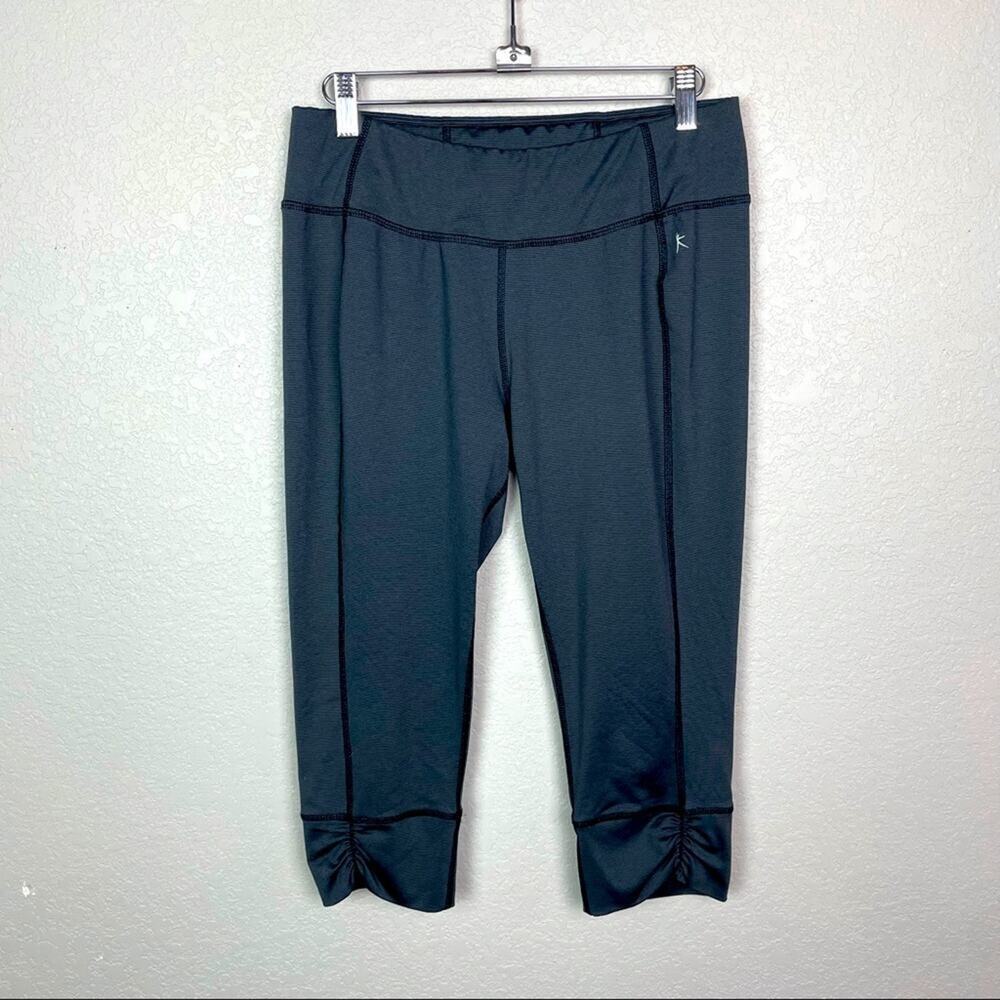 DANSKIN NOW Charcoal Capri Workout Leggings size L Pair #2